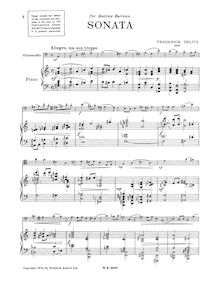 Partition complète, violoncelle Sonata, Sonata for Cello and Piano par Frederick Delius