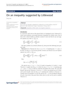 On an inequality suggested by Littlewood