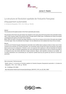 La structure et l évolution spatiale de l industrie française d équipement automobile - article ; n°456 ; vol.83, pg 190-203