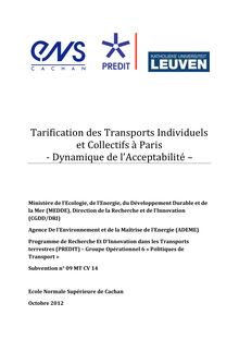 Tarification des transports individuels et collectifs à Paris. Dynamique de l acceptabilité. : A
