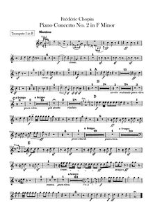 Partition trompette 1, 2 (B♭), Piano Concerto No.2, F minor, Chopin, Frédéric
