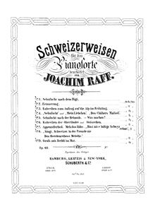 Partition Cover Page, Schweizerweisen, Op.60, Raff, Joachim