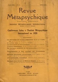 REVUE METAPSYCHIQUE  Juillet Aout 1928 N°4 Article LOUP DE SAINVILLE