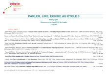 PARLER LIRE ECRIRE AU CYCLE Bibliographie