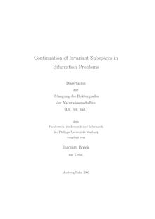 Continuation of invariant subspaces in bifurcation problems [Elektronische Ressource] / vorgelegt von Jaroslav Bošek