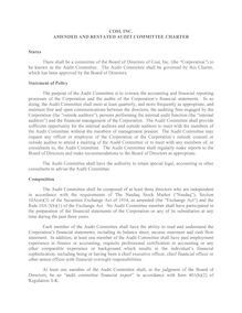#687415 3 - Cosi Amended and Restated Audit Committee  Char–