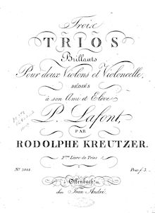 Partition violon 1, 3 Trios Brillants pour deux Violons et Violoncelle