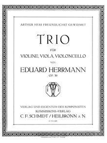 Partition violoncelle, corde Trio, G minor, Herrmann, Eduard