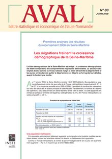 Premières analyses des résultats du recensement 2006 en Seine-MaritimeLes migrations freinent la croissance démographique de la Seine-Maritime