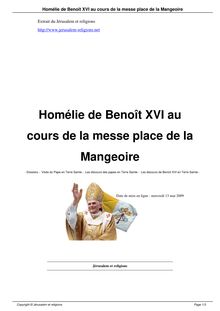 Homélie de Benoît XVI au cours de la messe place de la Mangeoire