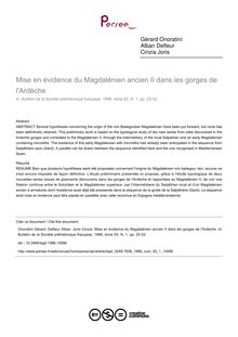 Mise en évidence du Magdalénien ancien II dans les gorges de l Ardèche - article ; n°1 ; vol.93, pg 25-32