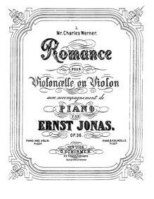 Partition de piano et partition de violoncelle, Romance, Op.36