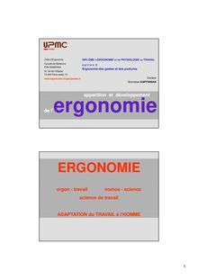 Histoire ergonomie (b. kapitaniak) - DU ergonomie