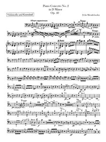 Partition violoncelles / Basses, Piano Concerto No.2, Op.40, D minor