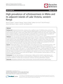 High prevalence of schistosomiasis in Mbita and its adjacent islands of Lake Victoria, western Kenya
