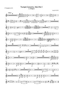 Partition trompette 1/2 (E♭), trompette Concerto, Hob.VIIe:1, Trumpet Concerto in E-flat major