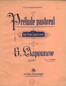 Partition Color Covers, Prelude-Pastorale, Op.54, A♭ major, Lyapunov, Sergey