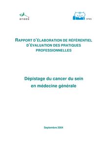 Dépistage du cancer du sein en médecine générale - Dépistage du cancer du sein en médecine générale Rapport 2004