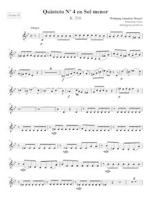 Partition violon II, corde quintette No.4, G minor, Mozart, Wolfgang Amadeus par Wolfgang Amadeus Mozart