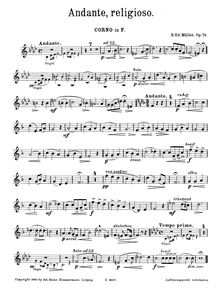 Partition cor , partie, Andante Religioso, Op.74, Müller, Bernhard Eduard