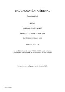 Bac L 2017, les sujets d histoire des arts