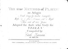 Partition complète, pour true Method of Playing an Adagio Made easy by 12 Examples; First, en a plain Manner avec a basse, Then avec all their Graces; Adapted to those who Study pour violon
