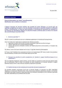 Questions/réponses : Point d’information sur Izilox® moxifloxacine Modification des conditions d’utilisation 29/07/2008