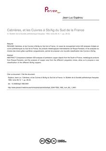 Cabrières, et les Cuivres à Sb/Ag du Sud de la France - article ; n°1 ; vol.89, pg 26-32