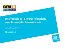 Sondage CSA : Les Français et la loi sur le mariage  pour les couples homosexuels