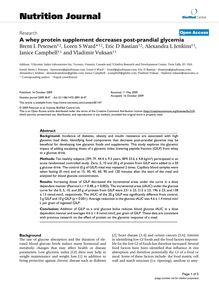 A whey protein supplement decreases post-prandial glycemia