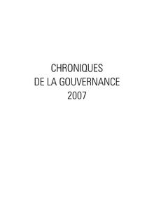 CHRONIQUES DE LA GOUVERNANCE 2007