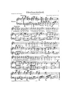 Partition No.2 - Hochzeitslied, 4 chansons, Op.95, Brüll, Ignaz