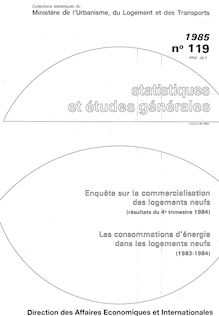 Commercialisation des logements neufs (enquête trimestrielle) ECLN - 1971-1986 - Récapitulatif. : Résultats du 4ème trimestre 1984.