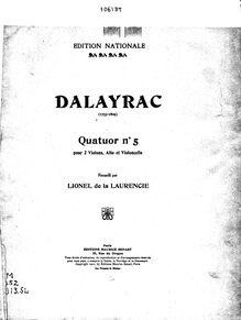 Partition violoncelle, 6 corde quatuors, Dalayrac, Nicolas