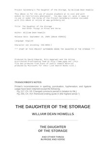 The Daughter of the Storage - And Other Things in Prose and Verse