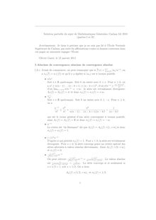 Solution partielle du sujet de Mathematiques Generales Cachan 3A parties I et II
