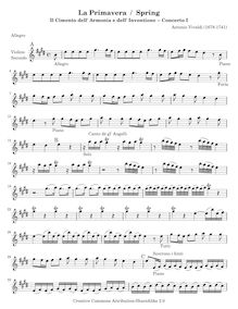 Partition violons II, violon Concerto en E major, RV 269, La primavera (Spring) from Le quattro stagioni (The Four Seasons)