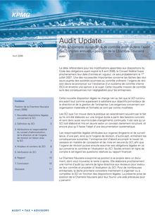 KPMG Audit Update - Prise en compte du système de contrôle interne dans l’audit des comptes annuels