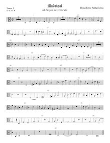Partition ténor viole de gambe 3, alto clef, Il quinto libro de madrigali a cinque voci.