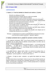 Corrigé gratuit du concours adjoint administratif territorial - Français - CDG 44 - 2005