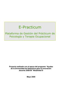 E-Practicum: plataforma de gestión del prácticum de Psicología y Terapia ocupacional