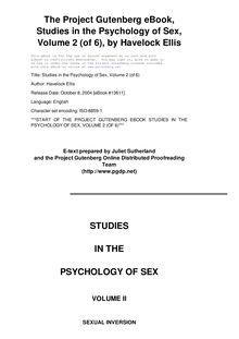 Studies in the Psychology of Sex, Volume 2 - Sexual Inversion