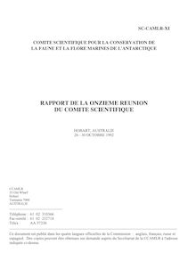 RAPPORT DE LA ONZIEME REUNION DU COMITE SCIENTIFIQUE