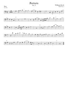 Partition viole de basse, fantaisies pour 3 violes de gambe, Byrd, William par William Byrd