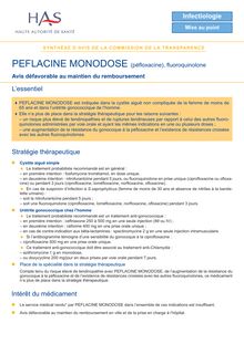 PEFLACINE - PEFLACINE MONODOSE - Synthèse d avis PEFLACINE - CT8950