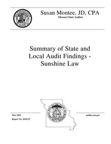 Summary of State and Local Audit Findings - Sunshine Law