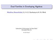 Dual Families in Enveloping Algebras