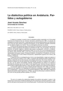 La dialéctica política en Andalucía: Partidos y autogobierno