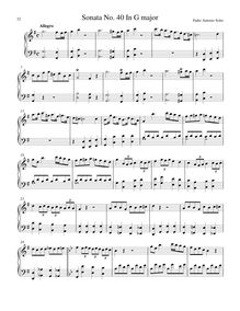 Partition Sonata R.40 en G major, clavier sonates R.31–40, Soler, Antonio