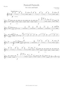 Partition Piccolo; flûte 1, 2, Funiculì, Funiculà, Canzone popolare di Piedigrotta